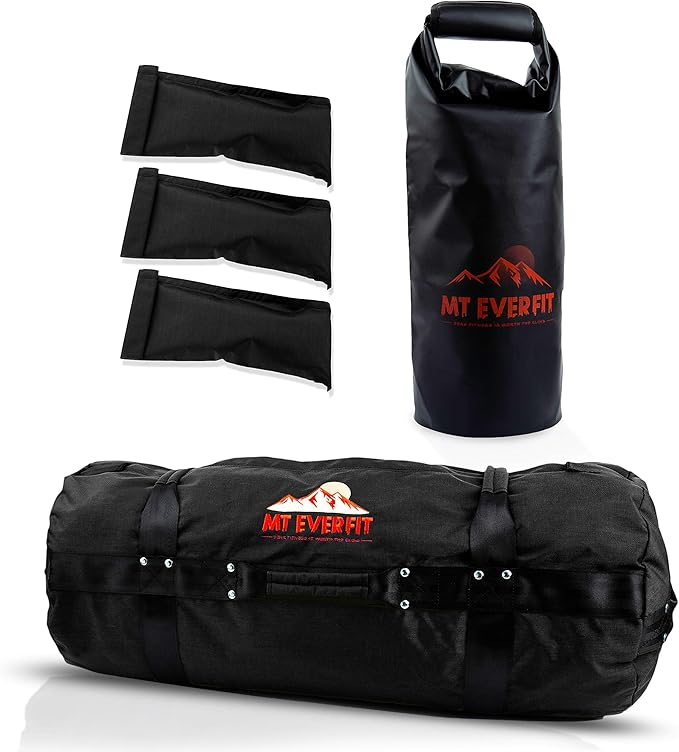 Sandbag Workout Bag & Sandbag Kettlebell Set - Heavy Duty Functional Triple Stitched Fitness Sandbags Made from 1050 Cordura with 8 Thick Foam Padded Handles & 3 Inner Bags