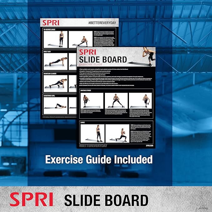 SPRI Slide Board (71" L x 20" W) with End Stops, Sliding Booties, Mesh Carrying Bag and Exercise Guide for Low Impact Balance Training (Skating, Hockey)