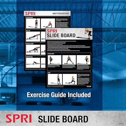 SPRI Slide Board (71" L x 20" W) with End Stops, Sliding Booties, Mesh Carrying Bag and Exercise Guide for Low Impact Balance Training (Skating, Hockey)