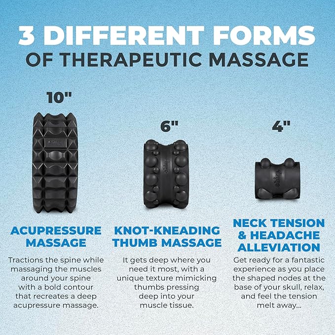 Chirp Wheel XR 3P Foam Roller Set - 10” Acupressure, 6” Knot-Kneading Thumb, and 4” Neck & Headache Tension Relief | Foam Roller for Back and Neck Pain and for Physical Therapy and Exercise | Mint