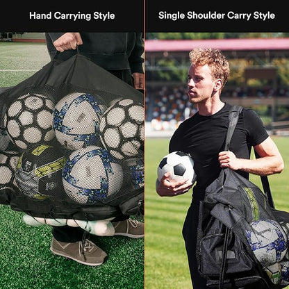 Fitdom Heavy Duty XL Soccer Mesh Equipment Ball Bag w/Adjustable Shoulder Strap Design for Coach. 2 Front Pockets for Sporting Accessories. Best for All Outdoor & Water Gears