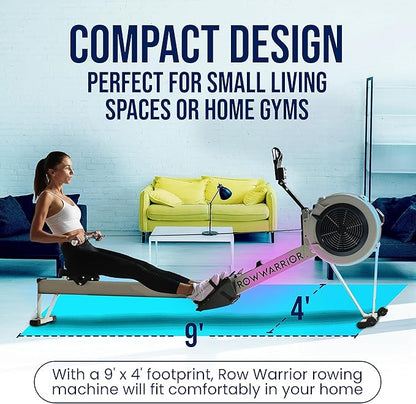 Air Rowing Machine | Foldable Gym-Quality Row Machine | 10- Damper Levels Cardio Machine for Full-Body Workout | Rowing Machine for Home Use with LED-Monitor | Rower Machine for Home Gym