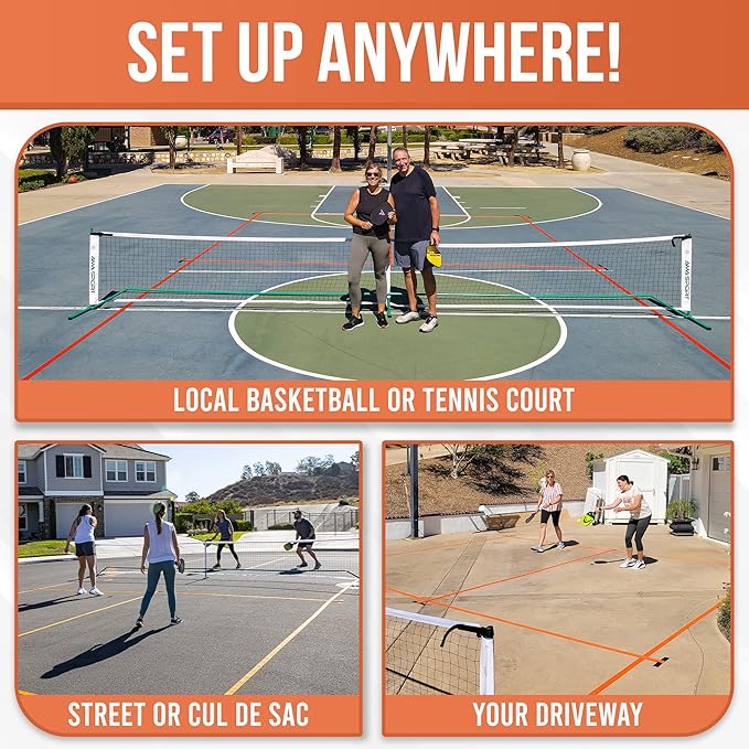 Temporary Pickleball Court Lines - The Original - Portable Pickleball Court Marking Kit, Lines for Court Outdoor or Indoor, Pickle Ball Court Dimensions, No Measuring Needed, Net Not Included