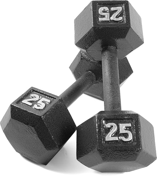 CAP Barbell Black Cast Iron Hex Dumbbell | 5-120 LBs | Single or Pair