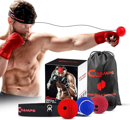 Boxing Reflex Ball Set of 4 – Boxing Training Balls with Headband for Training at Home to Improve Speed and Hand-Eye Coordination for Adults, Boxing Game for Your MMA Gear Punching Equipment for Kids