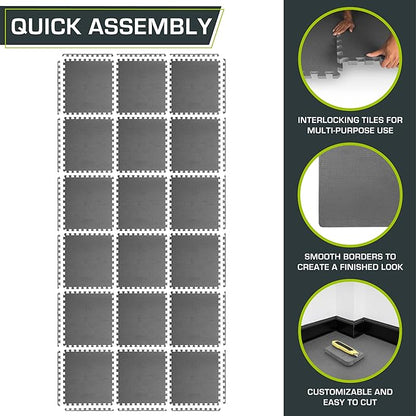 ProsourceFit Extra Thick Puzzle Exercise Mat ¾” and 1", EVA Foam Interlocking Tiles for Protective, Cushioned Workout Flooring for Home and Gym Equipment