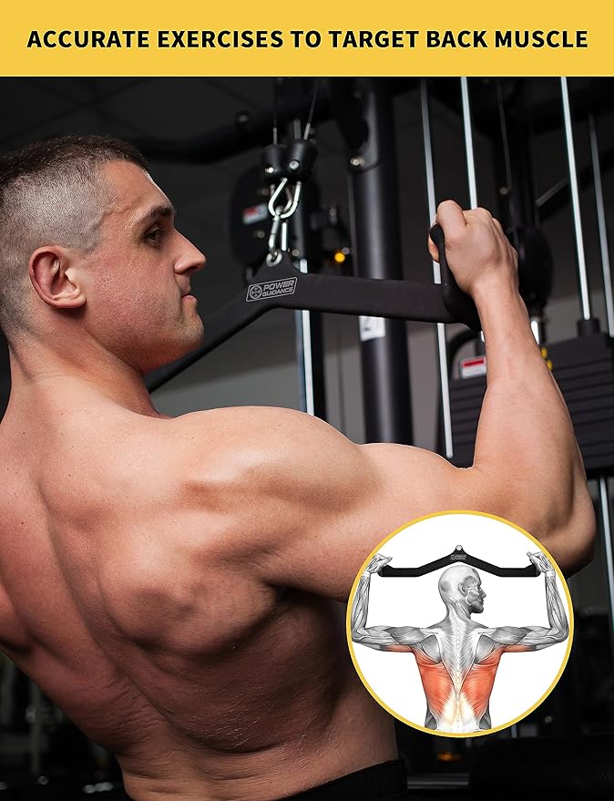 POWER GUIDANCE LAT Pulldown Attachments, Pull Down Bar with Ergonomic Handle, Cable Machine Attachments for More Effective and Less Fatigued Grip