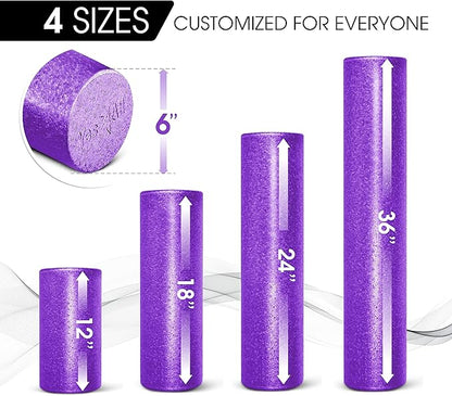 Yes4All High-Density Foam Roller for Back Pain Relief, Yoga, Exercise, Physical Therapy, Muscle Recovery & Deep Tissue Massage - 12, 18, 24, 36 inch