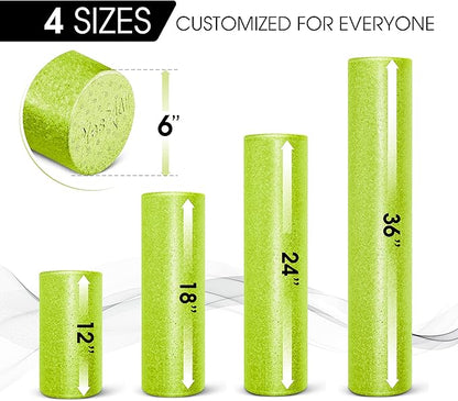 Yes4All High Density Foam Roller for Back, Variety of Sizes & Colors for Yoga, Pilates - Lime - 24 Inches