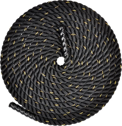 Signature Fitness Battle Rope 1.5Inch 2 Inch Diameter Poly Dacron 30 FT, 40 FT, 50 FT Length, Heavy Ropes for Home Gym and Workout