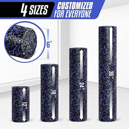 Yes4All High Density Foam Roller for Back, Variety of Sizes & Colors for Yoga, Pilates - Blue Speckled - 36 Inches