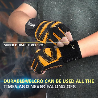 ihuan Ventilated Weight Lifting Gym Workout Gloves with Wrist Wrap Support for Men & Women, Full Palm Protection, for Weightlifting, Training, Fitness, Hanging, Pull ups