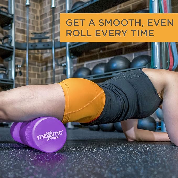 Maximo Fitness Foam Roller - 18" x 6" High Density Exercise Roller for Trigger Point Self Massage, Muscle and Back Roller for Fitness, Physical Therapy, Yoga and Pilates, Gym Equipment, Purple