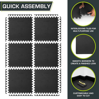 ProsourceFit Extra Thick Puzzle Exercise Mat ¾” and 1", EVA Foam Interlocking Tiles for Protective, Cushioned Workout Flooring for Home and Gym Equipment