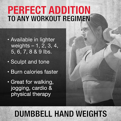 Dumbbells Hand Weights Set of 2 - Vinyl Coated Exercise & Fitness Dumbbell for Home Gym Equipment Workouts Strength Training Free Weights for Women, Men (1-10 Pound, 12, 15, 18, 20 lb)