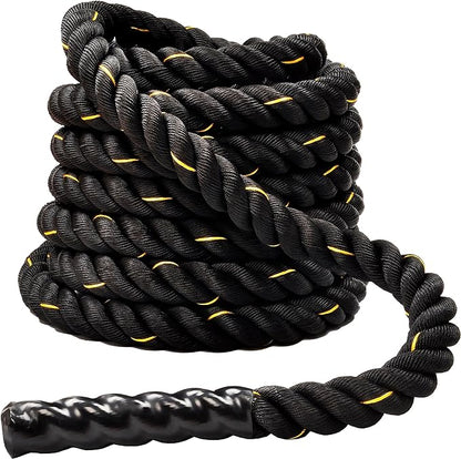 Signature Fitness Battle Rope 1.5Inch 2 Inch Diameter Poly Dacron 30 FT, 40 FT, 50 FT Length, Heavy Ropes for Home Gym and Workout