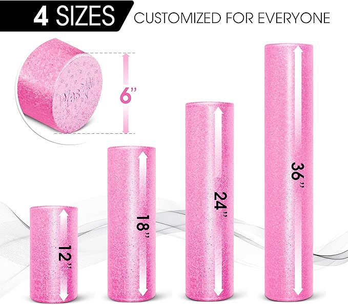 Yes4All High Density Foam Roller for Back, Variety of Sizes & Colors for Yoga, Pilates - Fuschia Rose - 18 Inches