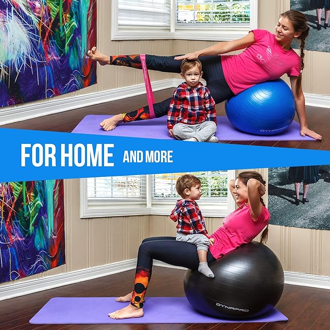 Exercise Ball – Extra Thick Eco-Friendly & Anti-Burst Material Supports over 2200lbs, Stability Ball for Home, Yoga, Gym Ball, Birthing Ball, Physio Ball, Swiss Ball, Physical Therapy or Pregnancy