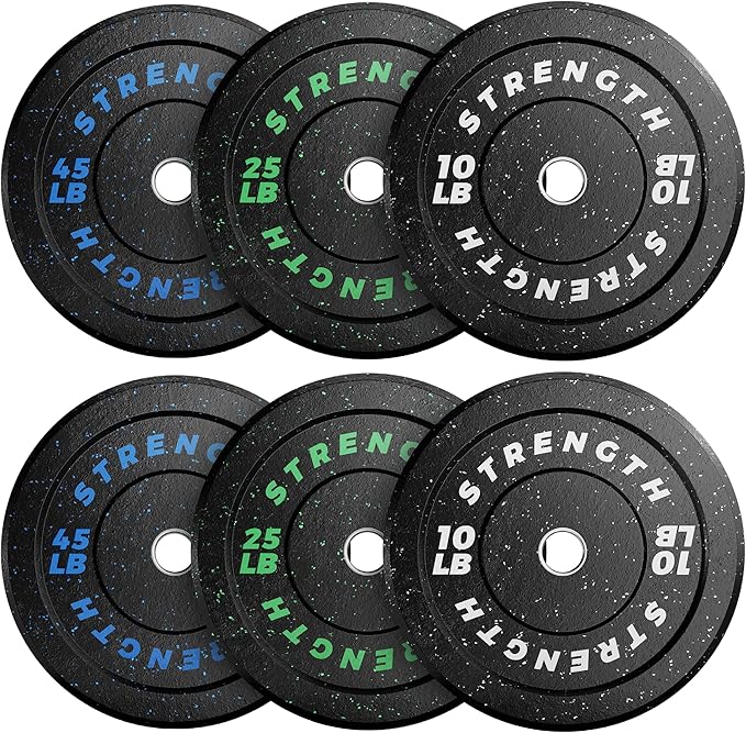 GIKPAL Bumper Plates, Olympic Weight Plates Set 2-inch Rubber Weights for Barbell, 10lbs-55lbs