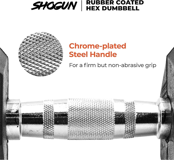 Shogun Hex Dumbbells. Available Hex Dumbbells from 5-55 LBS For Home Workouts, Weight & Strength Training. 5 to 20 LB Hex Dumbbells Sold in Pairs. 25 to 55 LB Hex Dumbbells Sold as Single.