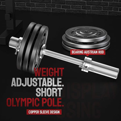 Olympic Dumbbell Handles Pair of Regular Dumbbell Handles with Star Collars Weightlifting Accessories Olympic Bar for Standard Weight Plates Holds 300 lbs for Sport Workout Training Gym