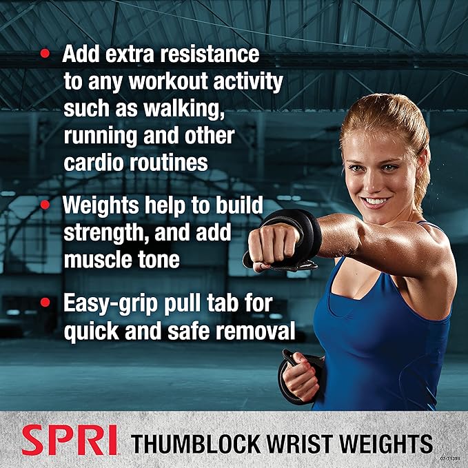 SPRI Wrist Weights Thumblock Arm Weights Set for Women & Men (Available in 2lb or 4lb Sets)