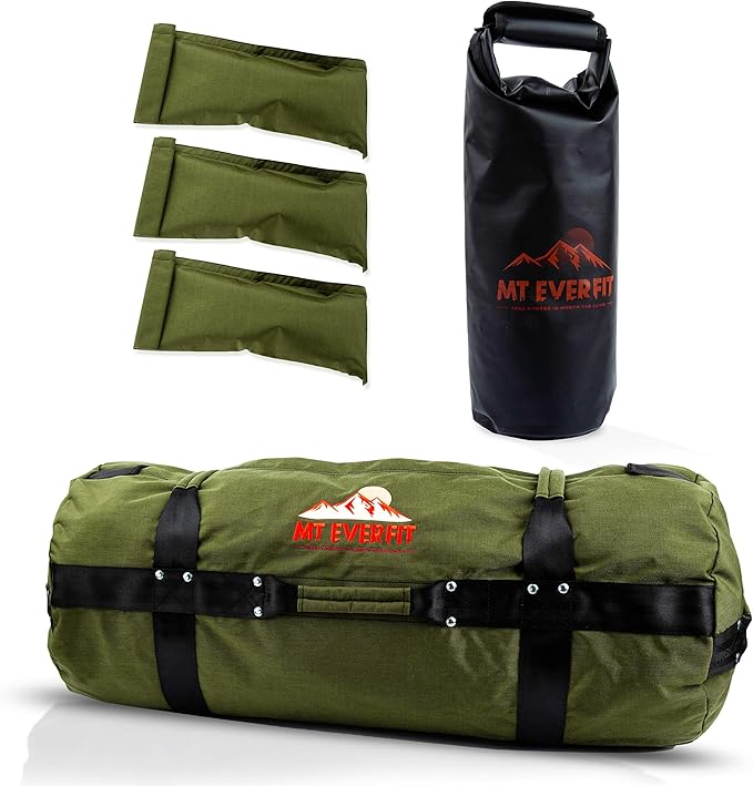 Sandbag Workout Bag & Sandbag Kettlebell Set - Heavy Duty Functional Triple Stitched Fitness Sandbags Made from 1050 Cordura with 8 Thick Foam Padded Handles & 3 Inner Bags