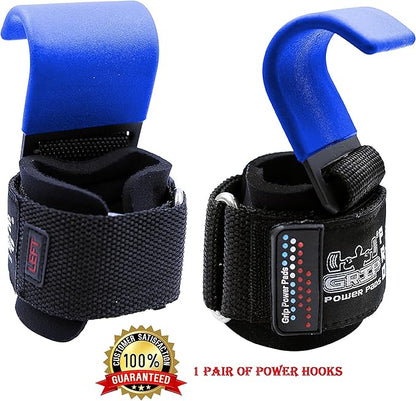 Weight Lifting Hooks Heavy Duty Lifting Wrist Straps Pull Ups Deadlift Straps Power Lifting Grips Padded Workout Straps for Weightlifting Gym Gloves for Men & Women Premium Workout Equipment