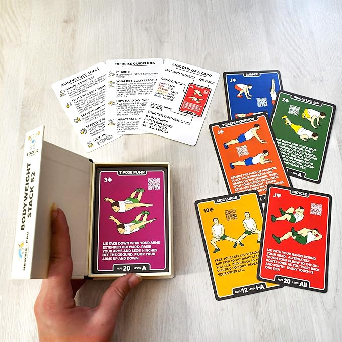 Bodyweight Exercise Cards: Workout Playing Card Game. Designed by a Military Fitness Expert. Video Instructions Included. No Equipment Needed. Burn Fat Build Muscle.