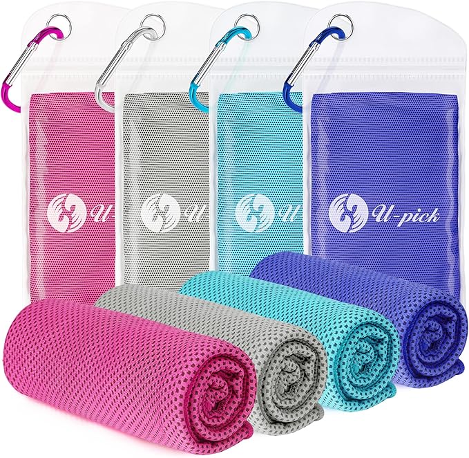 U-pick Cooling Towels for Hot Weather, Soft Instant Cold Breathable Towel, Chilly Rags for Neck, Sweat Towels for Gym, Yoga, Golf, Tennis, Workout, Travel & More Activities