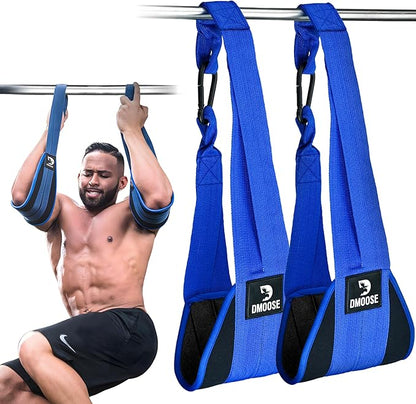 DMoose Fitness Hanging Ab Straps for Pull Up Bar & Core Strength Training - Thick Padded Arm Strap for Ab Swing with 2 Rust-Resistant Carabiners - Pull Up Straps for Ab Workouts at Home and Gym (Pair)