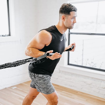 Resistance Cords - Shoulder and Core Resistance Bands - Perfect for Dynamic Warmups and Rehab - Deluxe Pair of 2 Black Cords and 2 Universal Handles - 4KOR Fitness