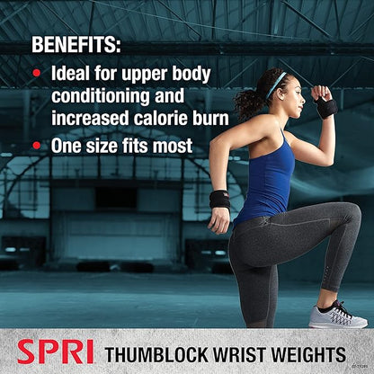 SPRI Wrist Weights Thumblock Arm Weights Set for Women & Men (Available in 2lb or 4lb Sets)