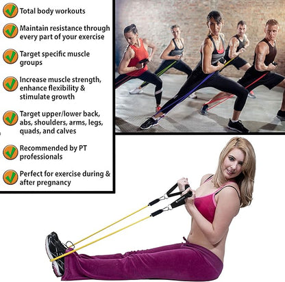 SmarterLife Resistance Bands for Working Out, Physical Therapy - Workout Bands for Women, Men - Tone Arms, Legs, Chest, Booty - 5 Exercise Bands with Handles, Ankle Straps, No-Slip Door Anchor, & Bag