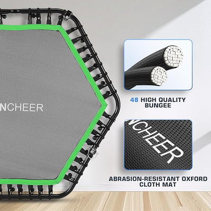 ANCHEER 50" Rebounder Trampoline for Adults- 2025 Foldable Mini Trampoline with Bar- Exercise Trampoline for Adults, Max Load 450lbs/550lbs, for Indoor/Garden Workout