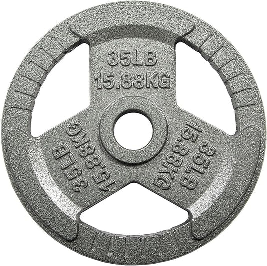 HulkFit 1 inch and 2 inch Cast Iron Weight Plate with Multi-Grip Handles and Enamel Coated for Barbells & Plate Only Strength Training - Grey