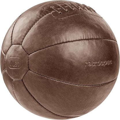 Core Weighted Medicine Ball 4, 6, 8, 10, 12, 14, 16, 20, 25, 30 lbs, Soft Touch Vegan Leather with Sturdy Grip for Strength Training, Recovery, Balance Exercises and Other Full-Body Workouts