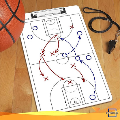 Scribbledo Basketball Dry Erase Board for Coaches 15"x9" Double Sided Basketball Whiteboard Coaching Board Equipment Basketball Accessories The Perfect Coach Gifts