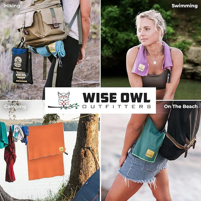 Wise Owl Outfitters Camping Towel - Camping Accessories, Quick Dry Microfiber Towel for Travel, Hiking, Yoga, Workout, and Backpacking