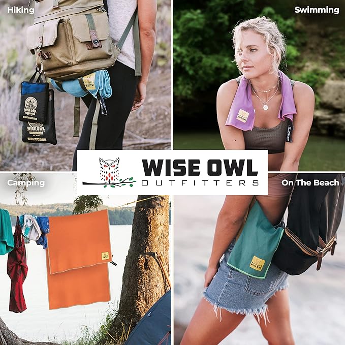 Wise Owl Outfitters Camping Towel - Camping Accessories, Quick Dry Microfiber Towel for Travel, Hiking, Yoga, Workout, and Backpacking