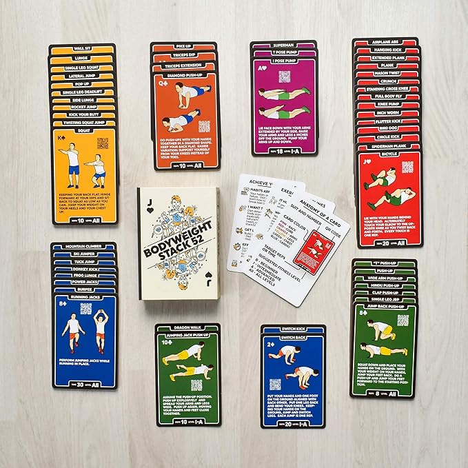 Bodyweight Exercise Cards: Workout Playing Card Game. Designed by a Military Fitness Expert. Video Instructions Included. No Equipment Needed. Burn Fat Build Muscle.