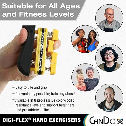 CanDo Digi-Flex Hand and Finger Exerciser Blue-Heavy - For Dexterity, Strength, and Flexibility for Fingers, Hands, and Forearms