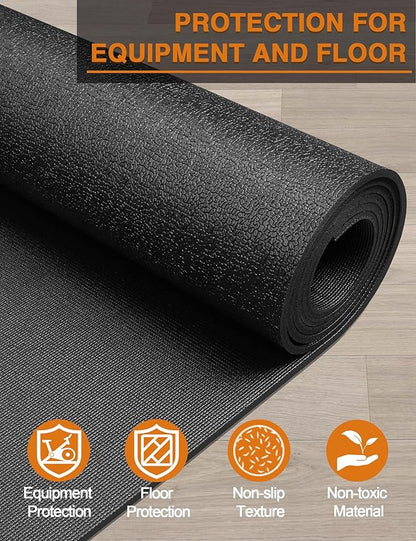 Exercise Equipment Mat 24"x68"/ 30"x60"/ 36"x78"/ 36"x96" Treadmill Mat Exercise Bike Mat for Stationary Spin Bike Trainer Elliptical Gym Workout Fitness Equipment Rower Mat for Hardwood Floors