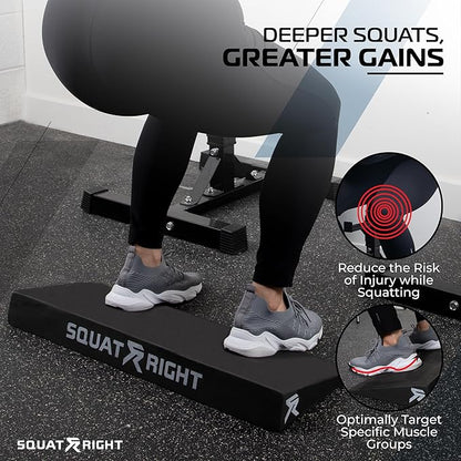 Squat Wedge - Premium Extra Wide & Durable Incline Slant Board - Calf Stretcher with Anti-Tip Design - Ideal for Enhancing Strength Weightlifting, Physical Therapy, and Improving Mobility