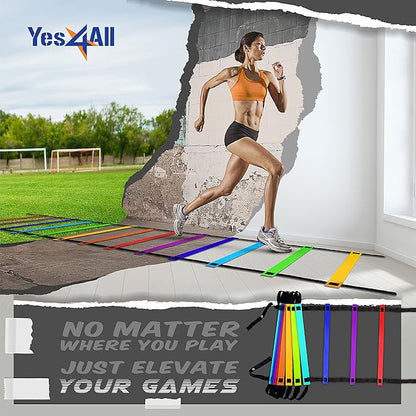 Yes4All 8, 12, 20 Rungs Agility Ladder - Speed Training Equipment for All Ages & Levels with Carrying Bag - Speed Ladder