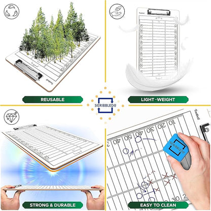 SCRIBBLEDO Football Dry Erase Board for Coaches 15x9 Double Sided Football Whiteboard Coaching Clipboard Equipment Football Accessories The Perfect Coach Gifts