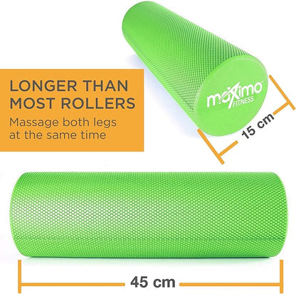 Maximo Fitness Foam Roller - 18" x 6" High Density Exercise Roller, Muscle and Back Roller for Massage, Fitness, Physical Therapy, Yoga and Pilates, Gym Equipment