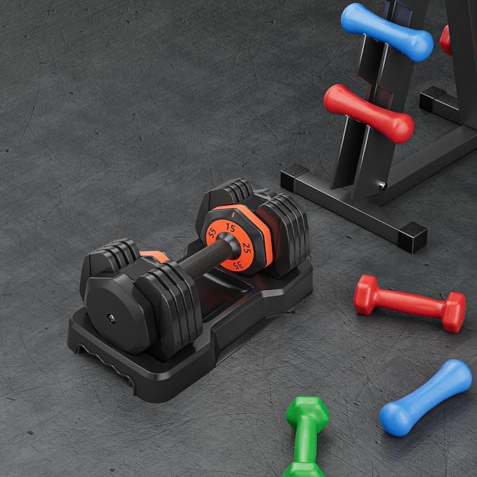 55LB Adjustable Dumbbell with Anti-Slip Handle 5 in 1 Free