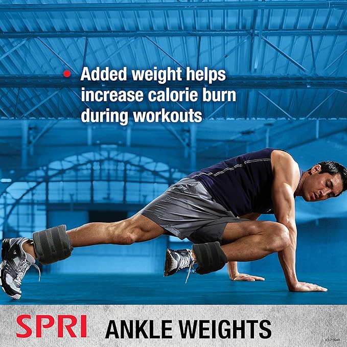 SPRI Adjustable Ankle Weights - Walking Weights for Strength Training Exercises, Resistance Endurance Workouts, General Fitness - For Strengthening & Toning Lower Body