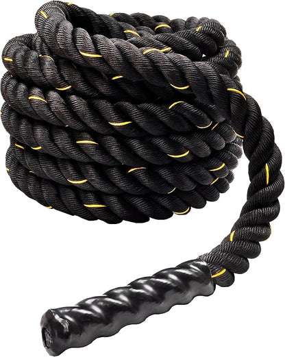 Signature Fitness Battle Rope 1.5Inch 2 Inch Diameter Poly Dacron 30 FT, 40 FT, 50 FT Length, Heavy Ropes for Home Gym and Workout